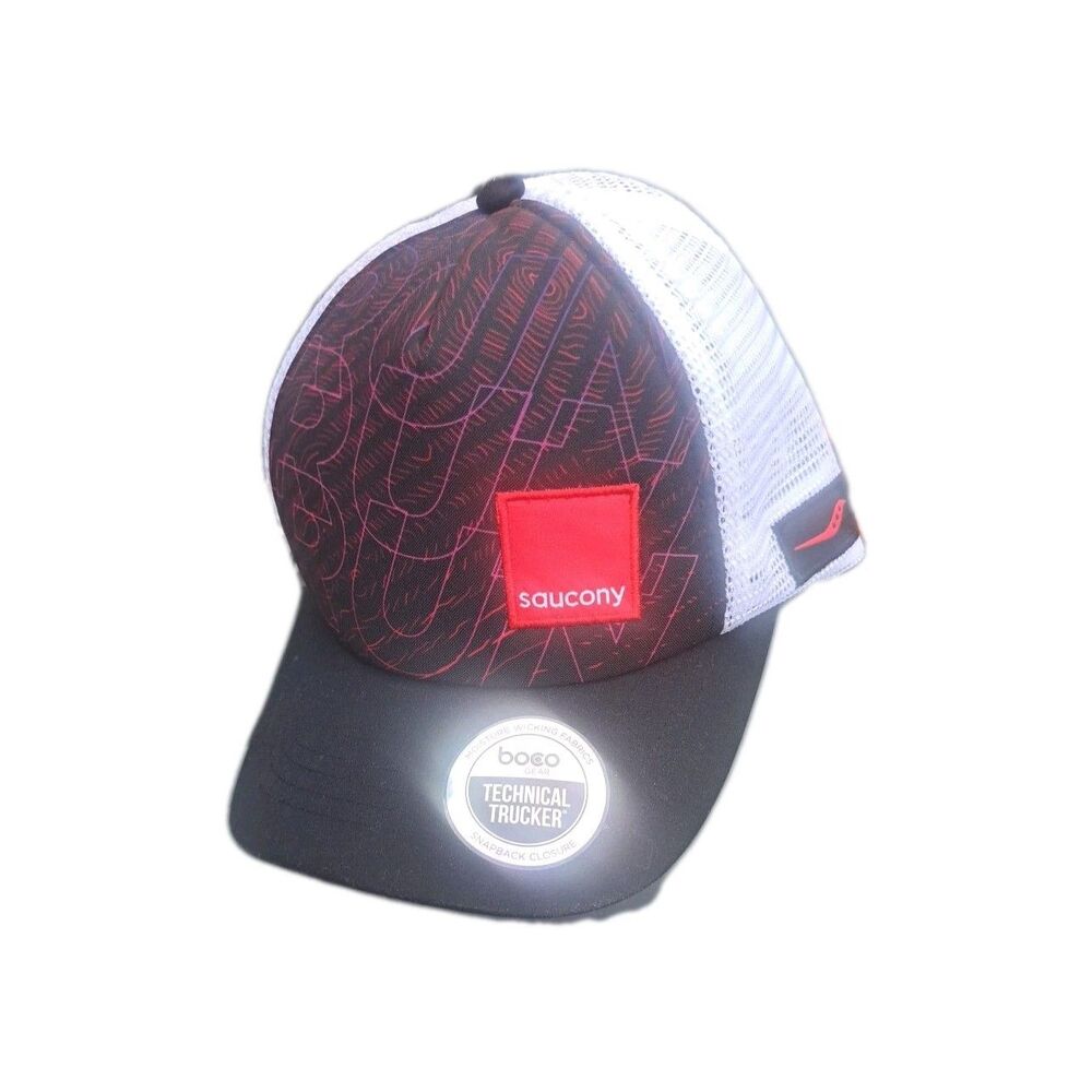 Saucony Run Trucker Hat Foam Snapback Mesh Cap Multicolor New